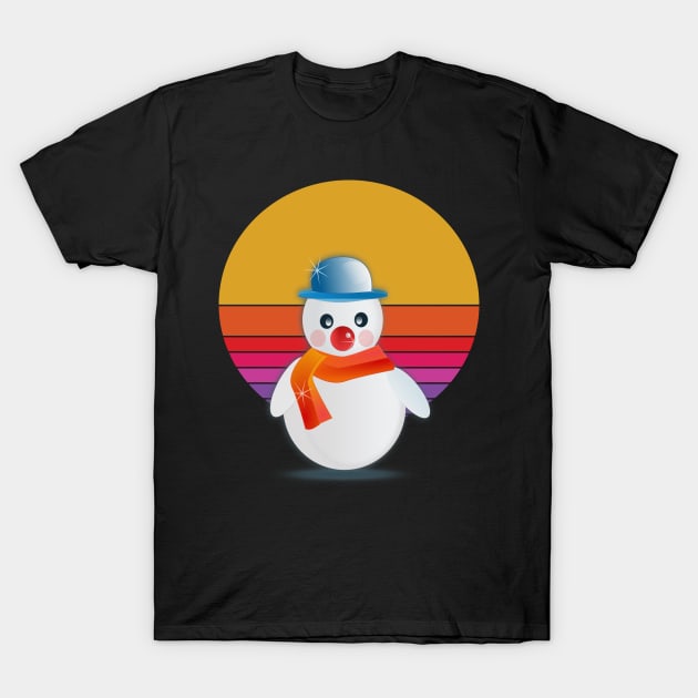 Funny retro Jeezy Snowman Funny retro Happy Snowman Winter T-Shirt by rabiidesigner